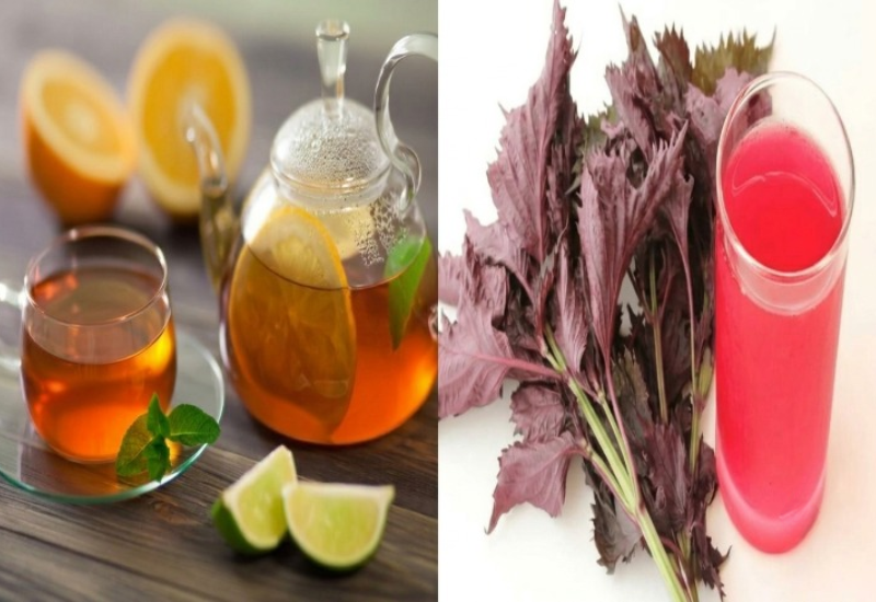 Uống nước chanh ấm hoặc nước lá tía tô